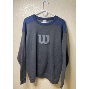 VTG Wilson Sweatshirt Size XL Logo Grey Blue Crew Neck Baggy Chunky Athletic